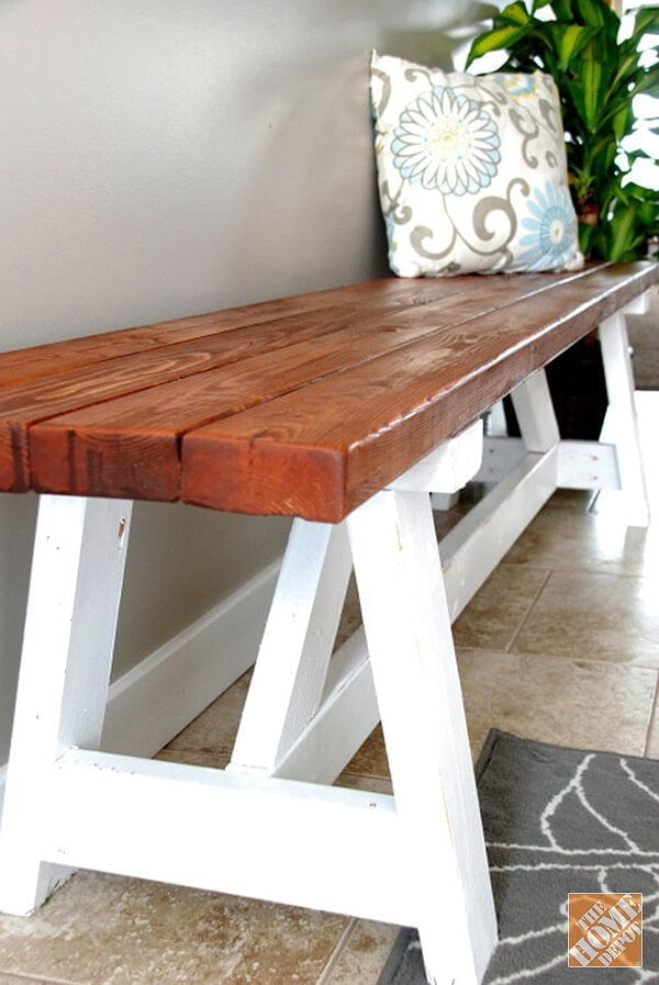 Minimalistic DIY Wooden Entryway Bench