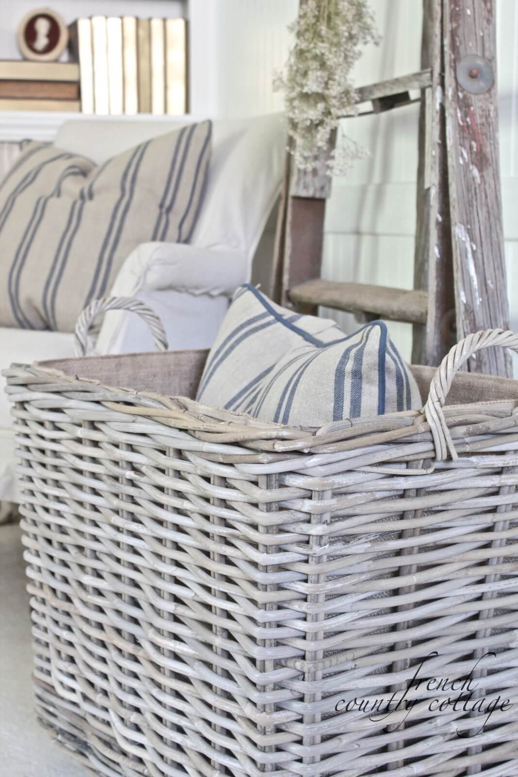 Simple White Wicker Storage Basket