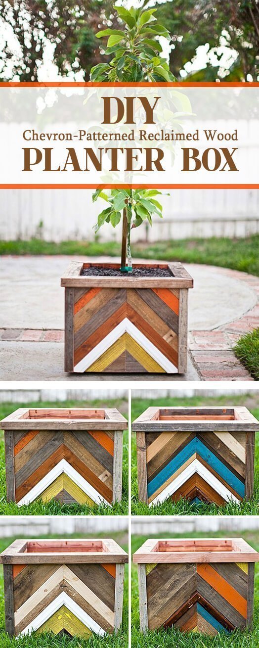 Chevron-Patterned Wooden Piecework Box