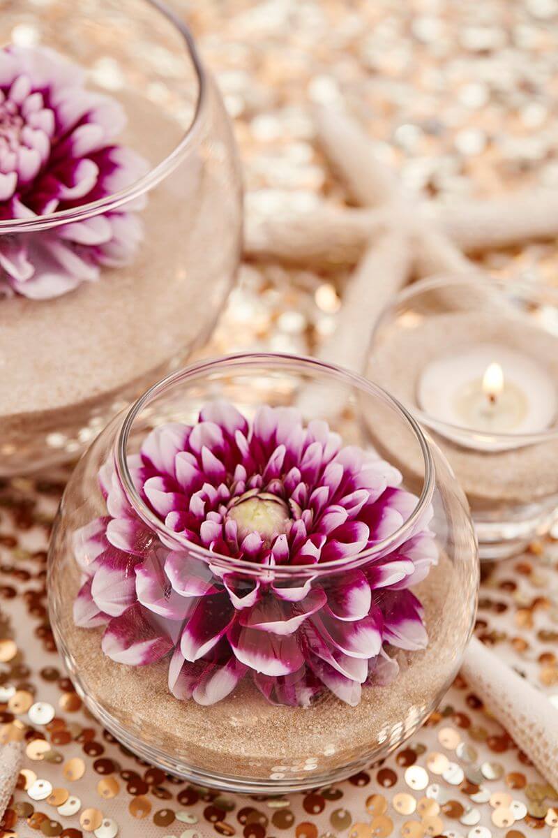 Perfectly Poised Dahlia Flower Bowls with Sand