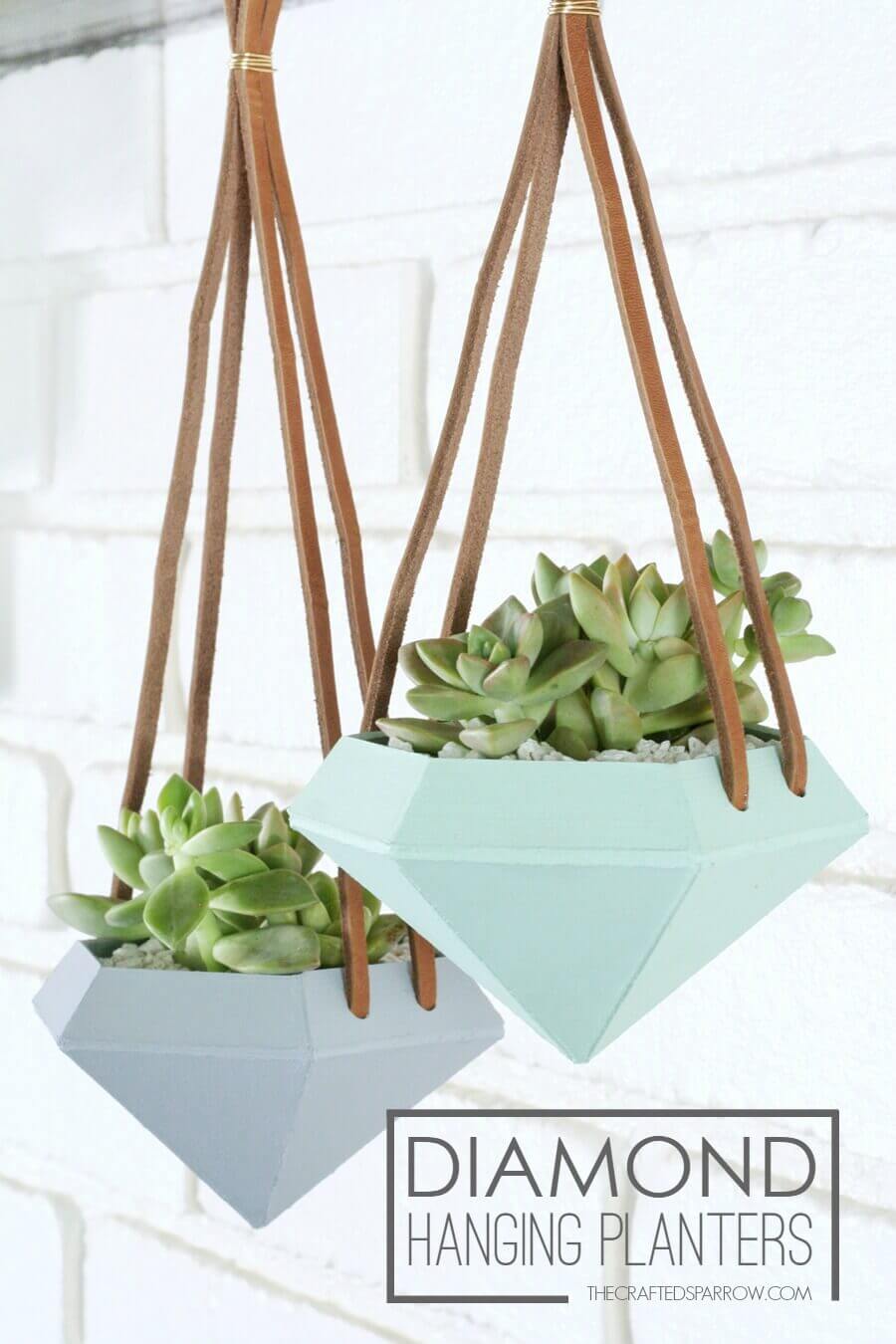 Ceramic Daimond Shaped Hanging Planters