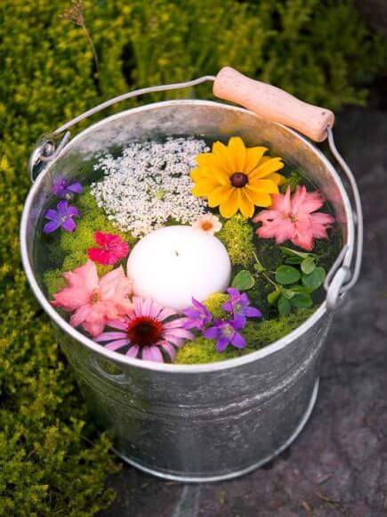 Illuminated Fairy Pond Pails with Floating Flower Garden