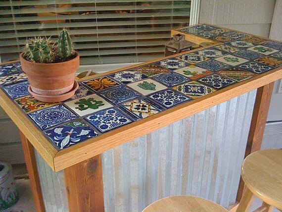 Tile Toped Bar with a Midwestern Feel