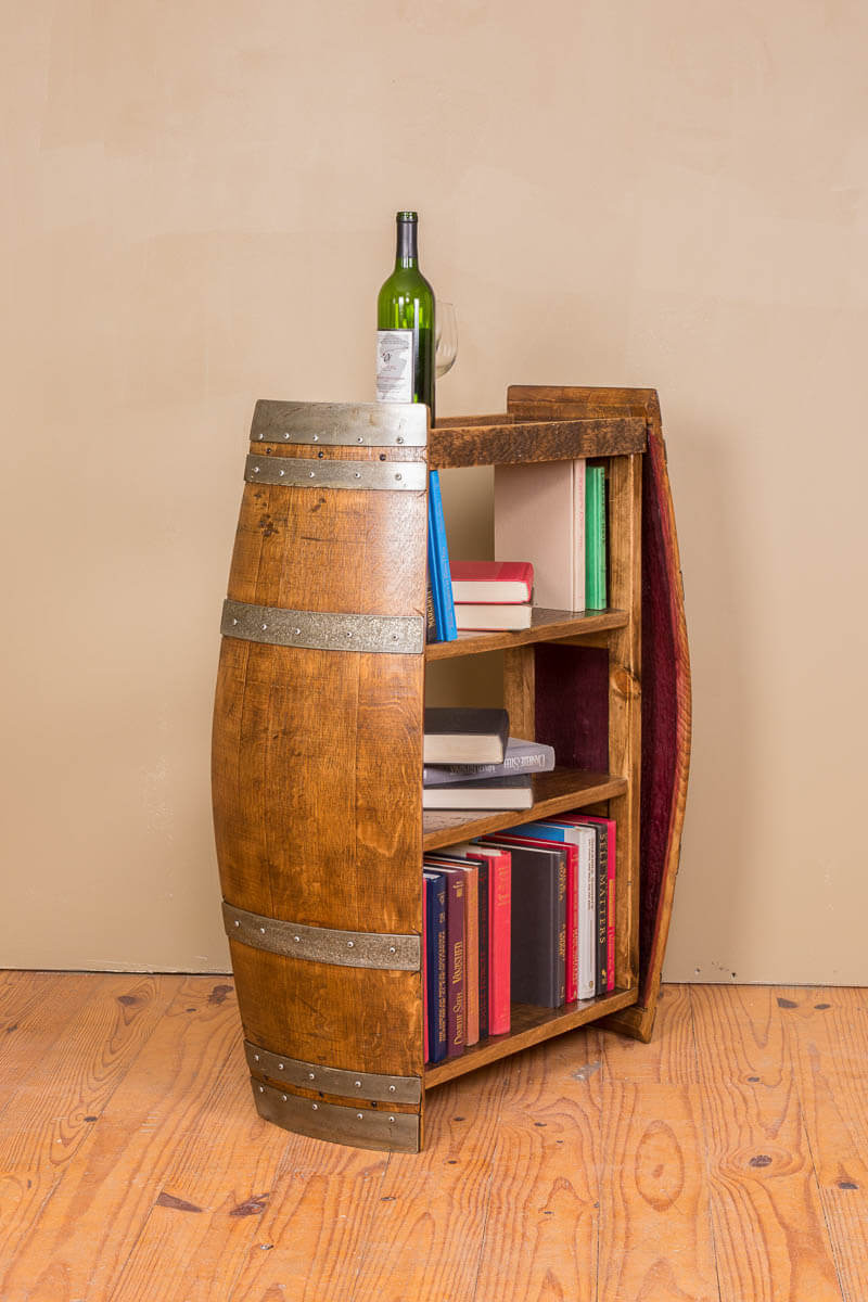 Barrel-To-Book Freestanding Shelf