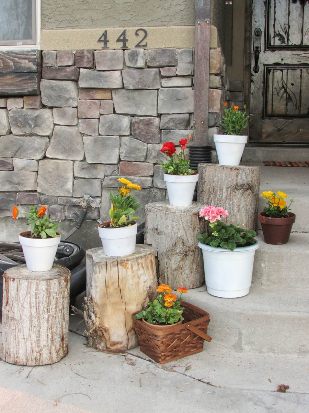 Rustic Cut Log Planter Pedestals