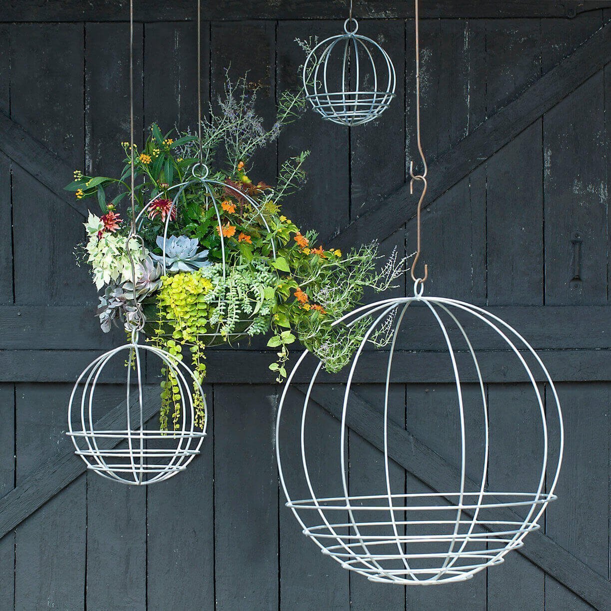 Vintage Hanging Orb Flower Planters