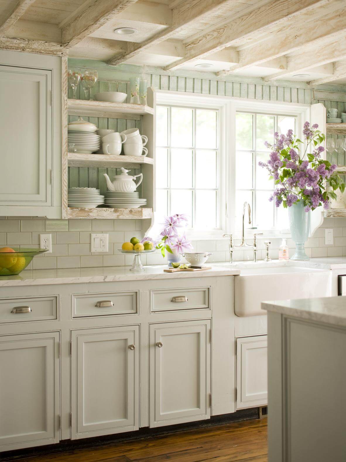 Beautiful Mint and White French Kitchen