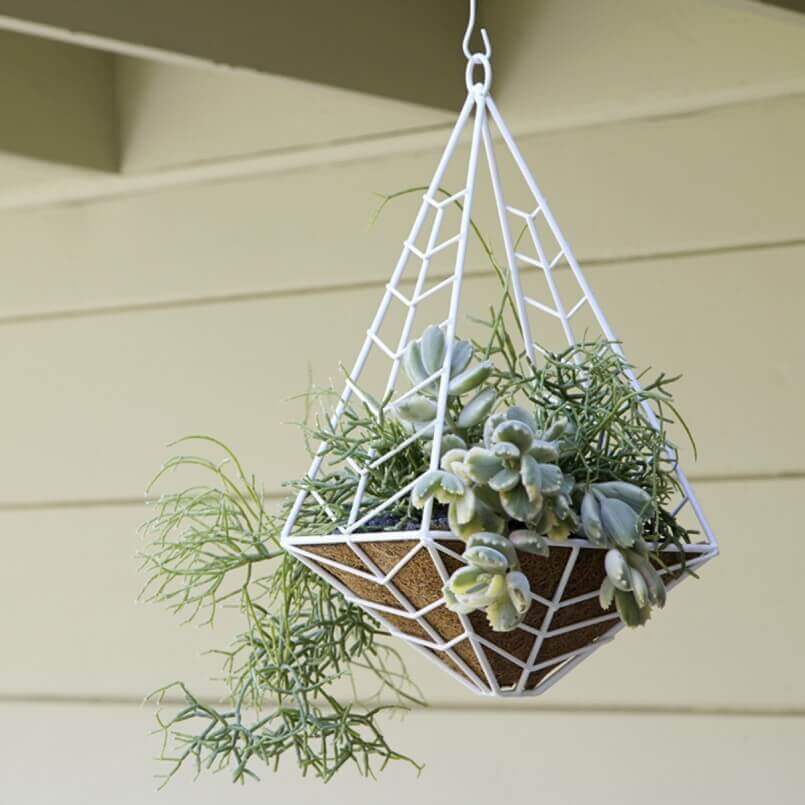 Modern Chevron Patterned Metal Planter