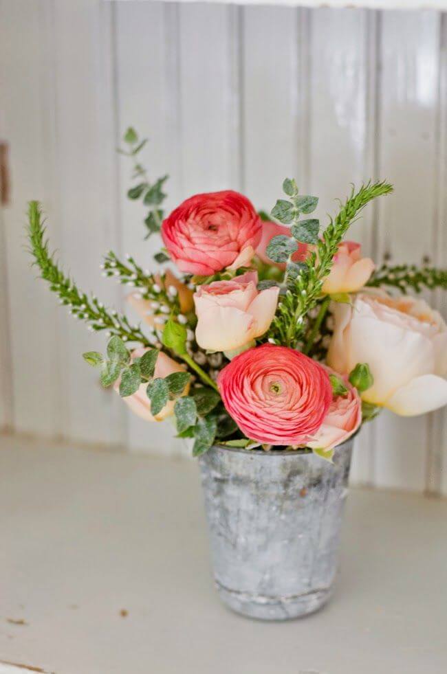 Shabby Chic Inspired Pail Rose Vases