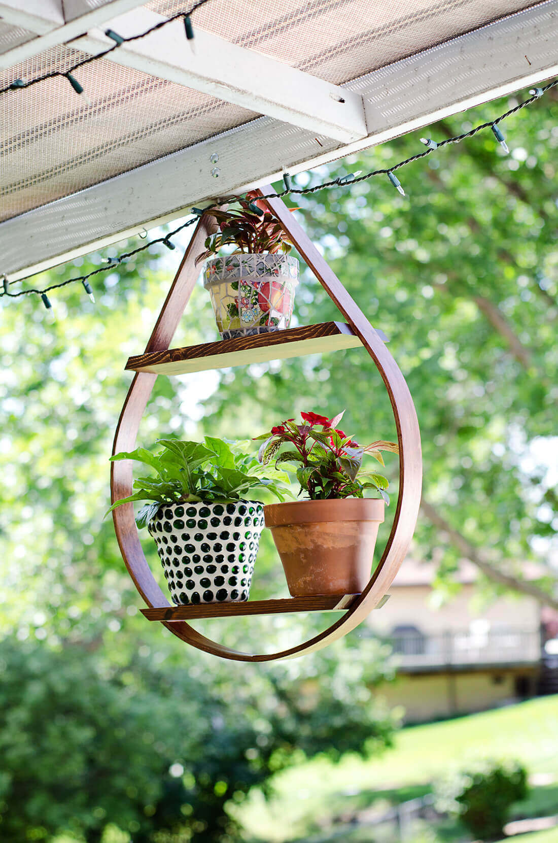 Teardrop Shaped Potted Plant Display Shelf