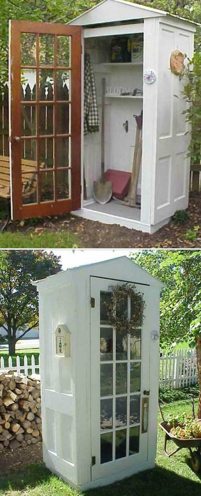 A Whimsical, Booth-Like, Glass Door Storage Shed