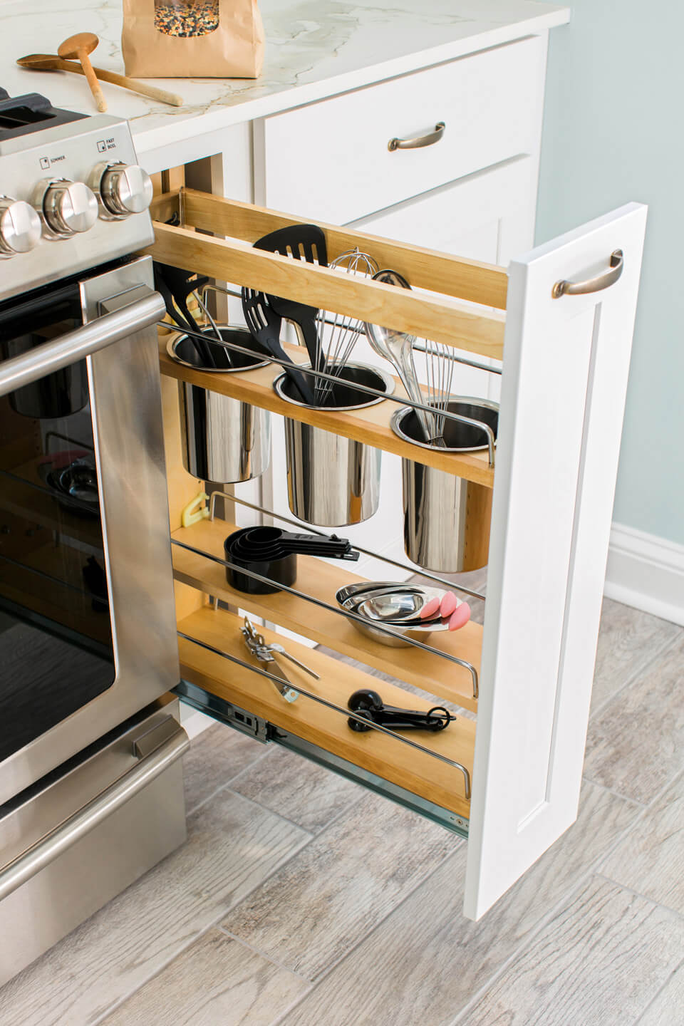 Utensil Drawers in Unused Cabinet Space