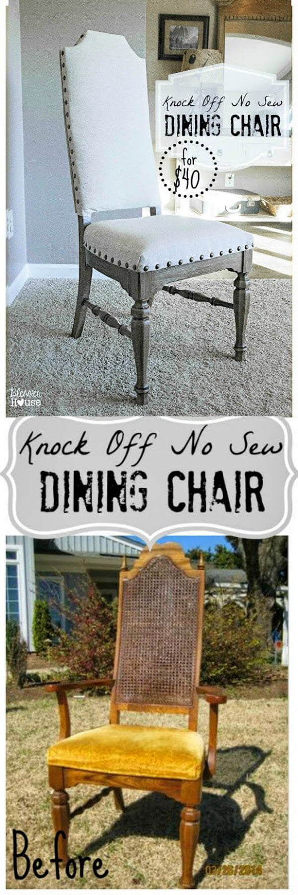 No-Sew Refashioned Dining Chair