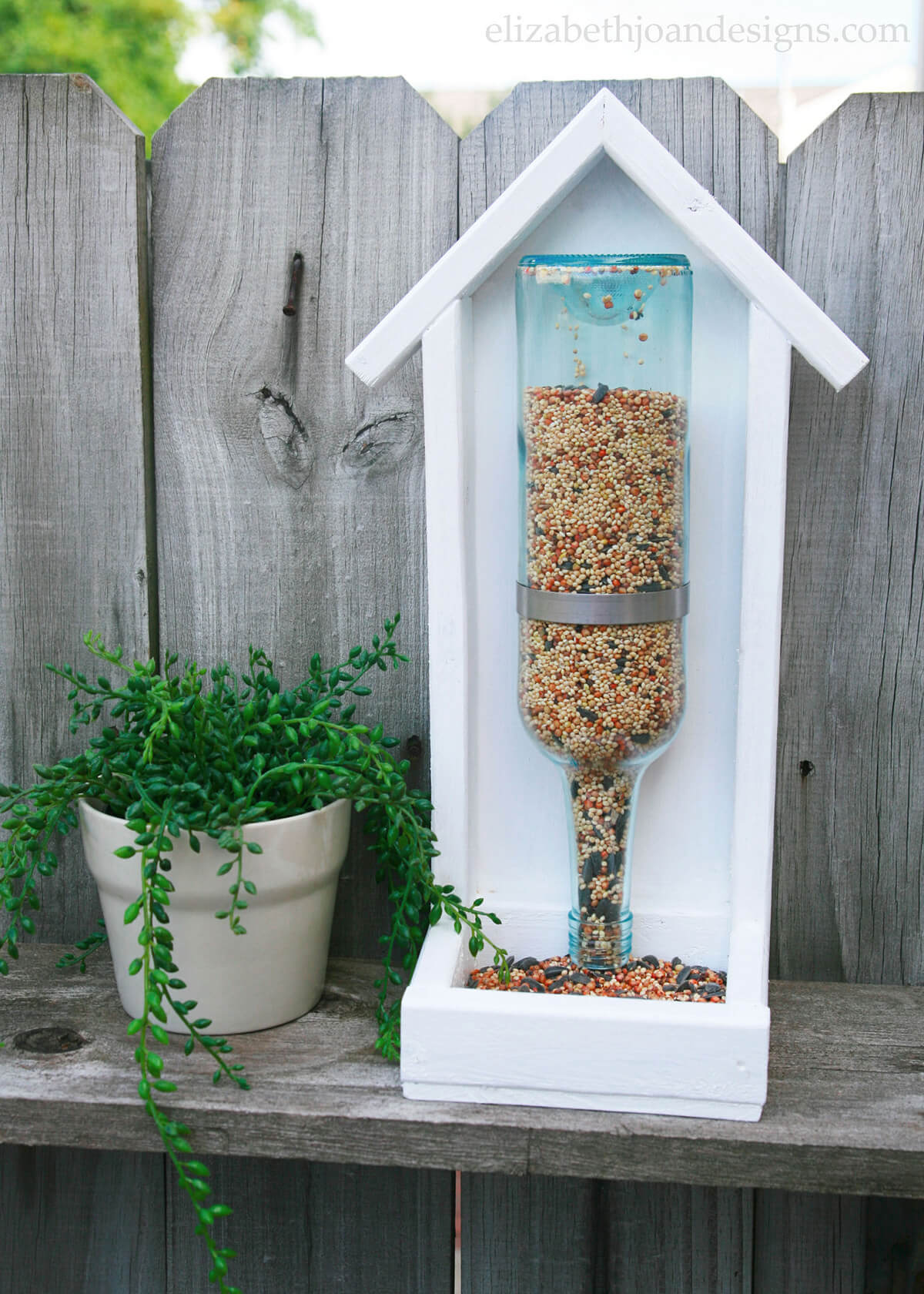 Recycled Glass Bottle Bird Feeder