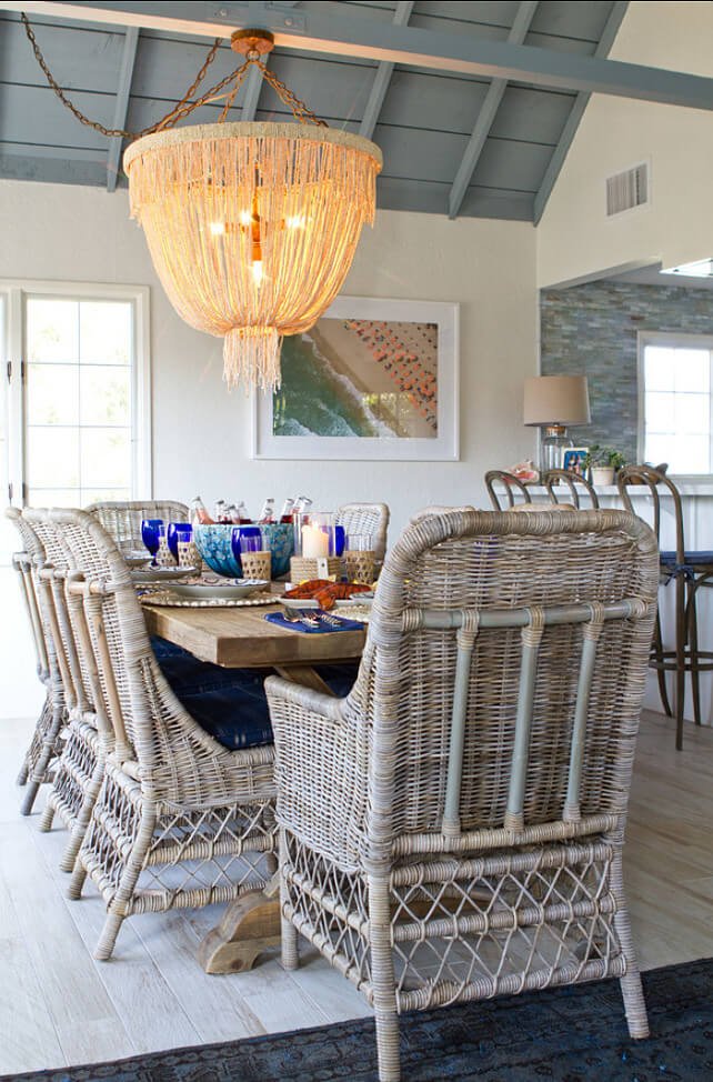 Beach-Inspired Dining Area with Seaweed Lighting