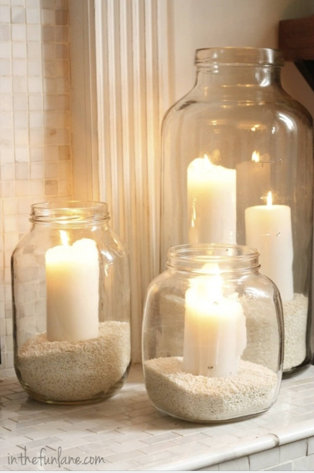 Sand-filled Jars Make Perfect Candle Holders