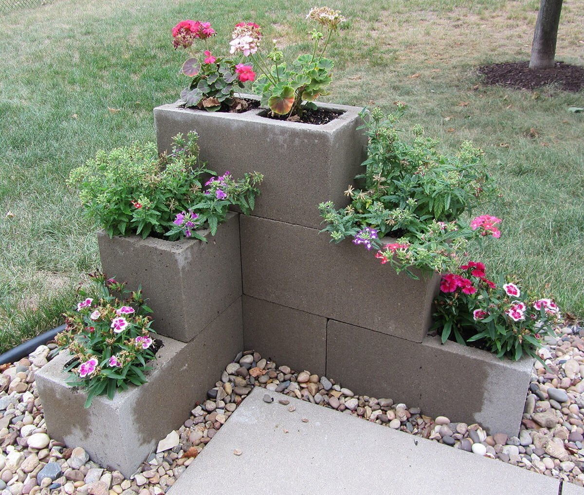 Cinder Block Tiered Flower Pots