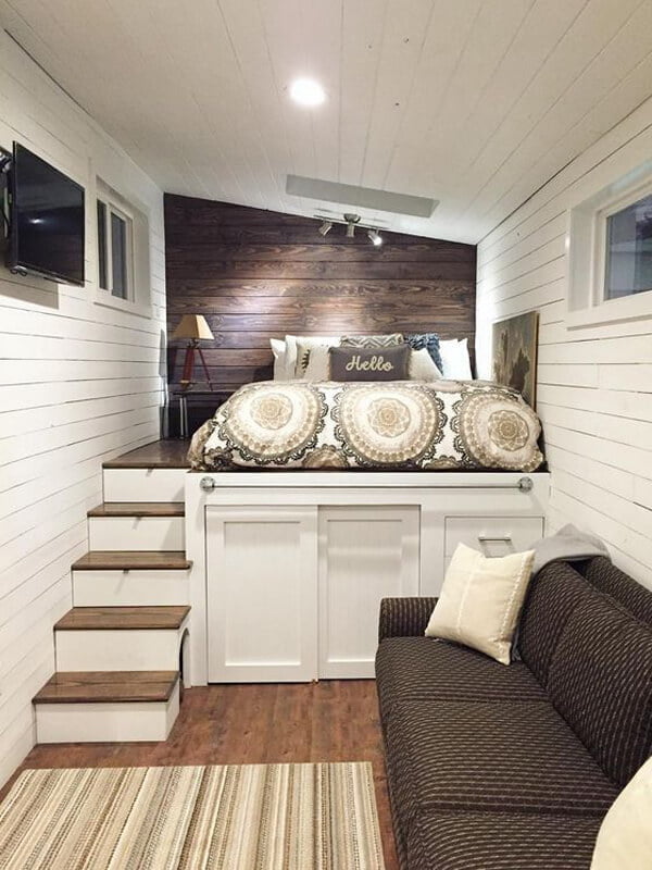 A Platform Bed with Storage Below