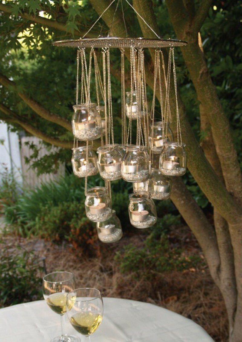 Mason Jar Candle Chandelier for a Lighting Statement