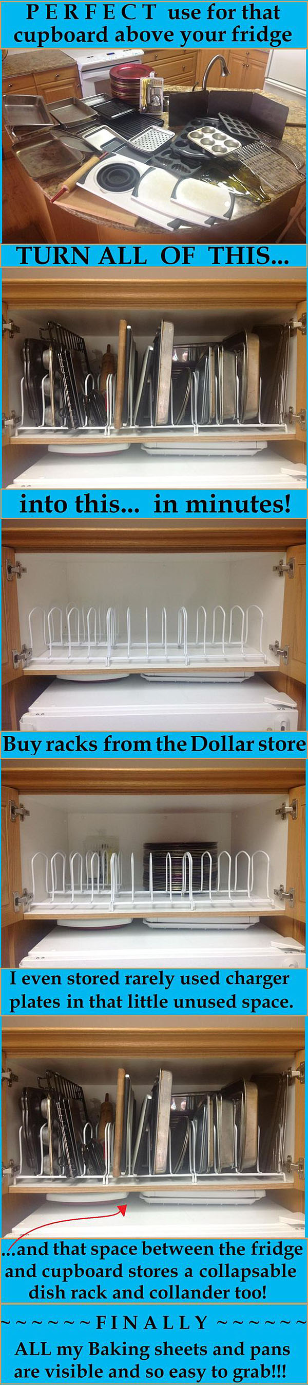 Vertical Cabinet Shelves Above the Refrigerator