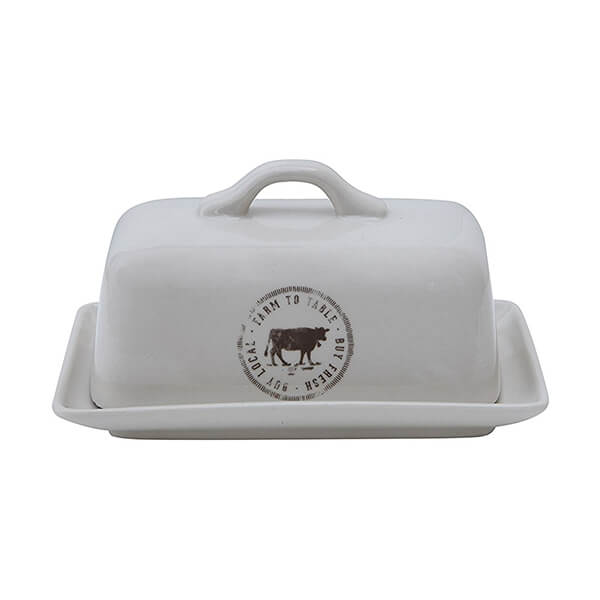 Creative Butter Dish with Cow Decal