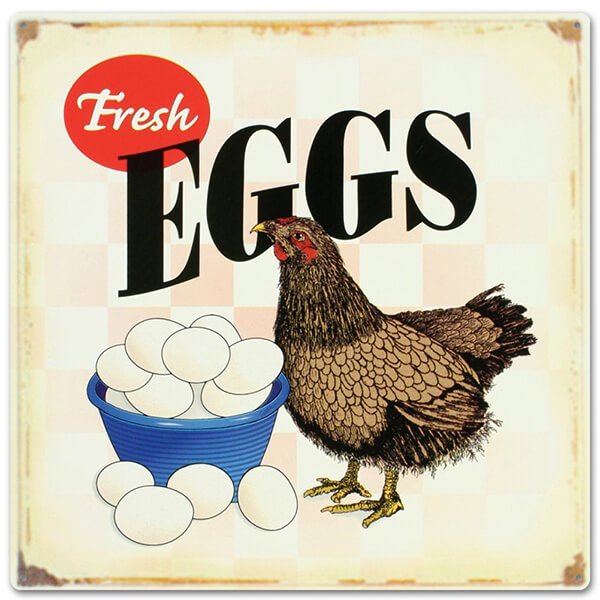 Fresh Eggs Distressed Tin Sign