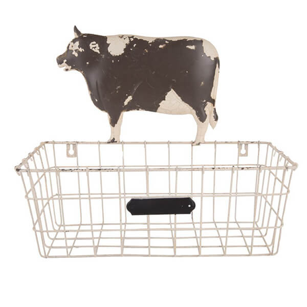 Storage Basket with Chalkbord Cow