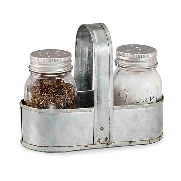 Silver Salt and Pepper Caddy Set