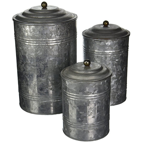 Metal Galvanized Canister Set