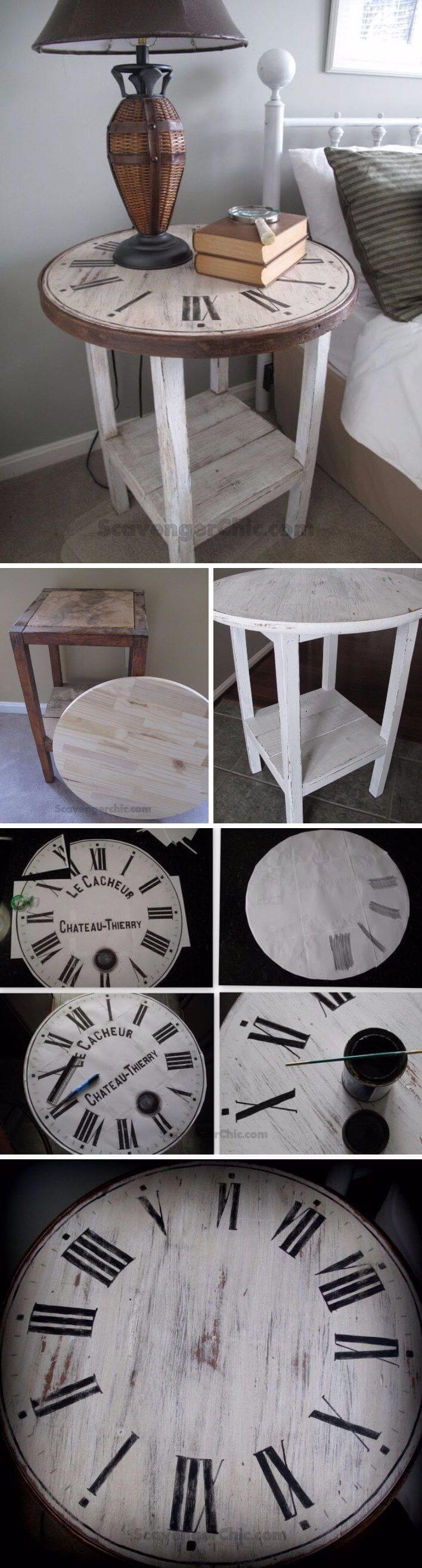 Around The Clock Wooden Side Table