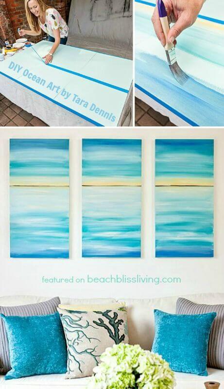 Make a DIY Triptych Featuring Sea-Inspired Blues