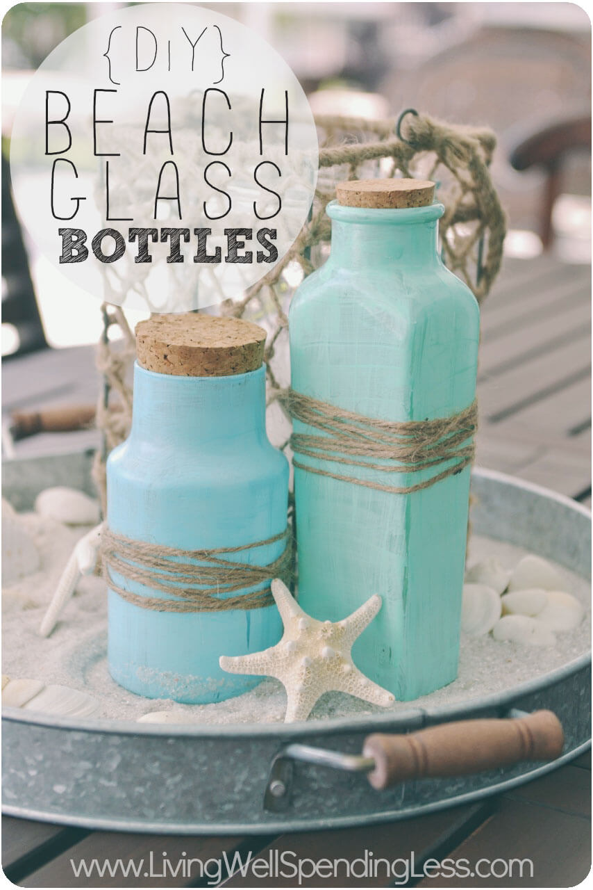 Glass Bottle Blues Are Perfect Beachy Touches