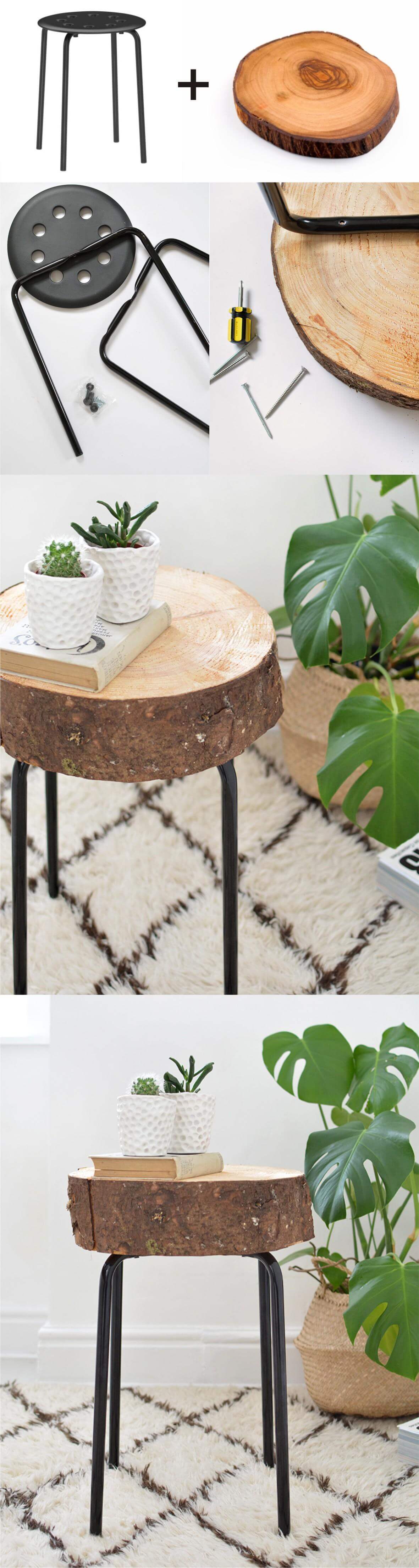 Piece-By-Piece Hand Assembled Wooden Slice Table