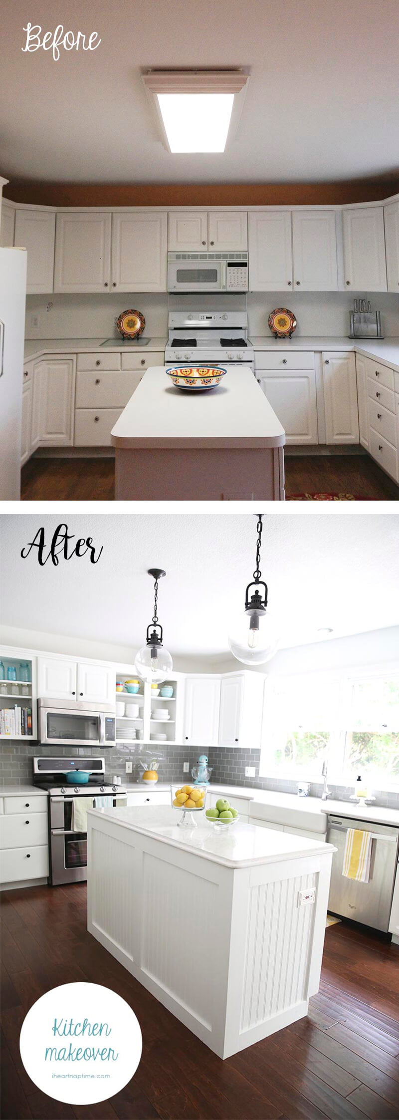 A Colorful Backsplash in a White Kitchen