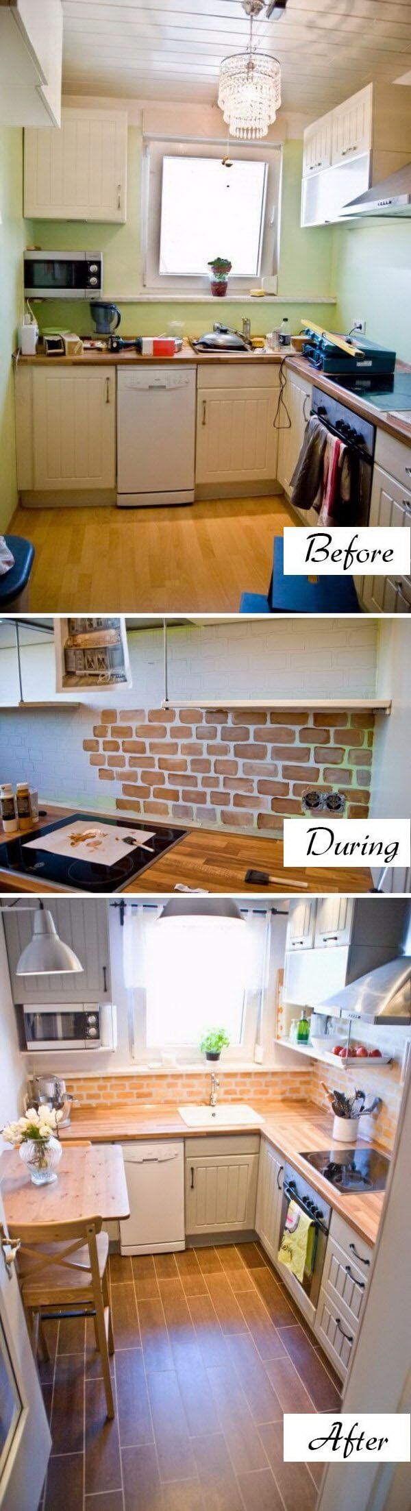 A Unique Brick Backsplash and Breakfast Nook