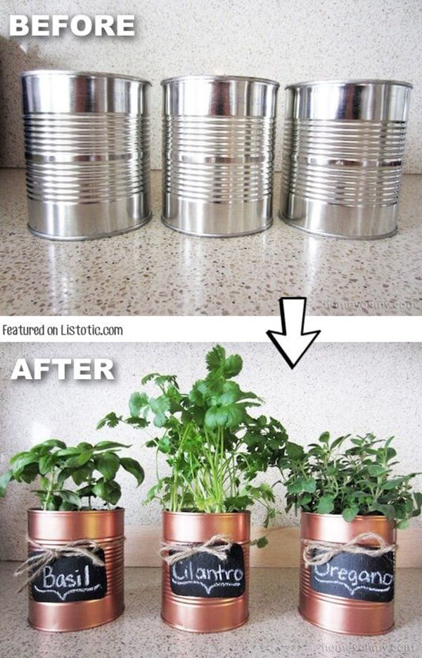 Coffee Tin Makeover Herb Garden