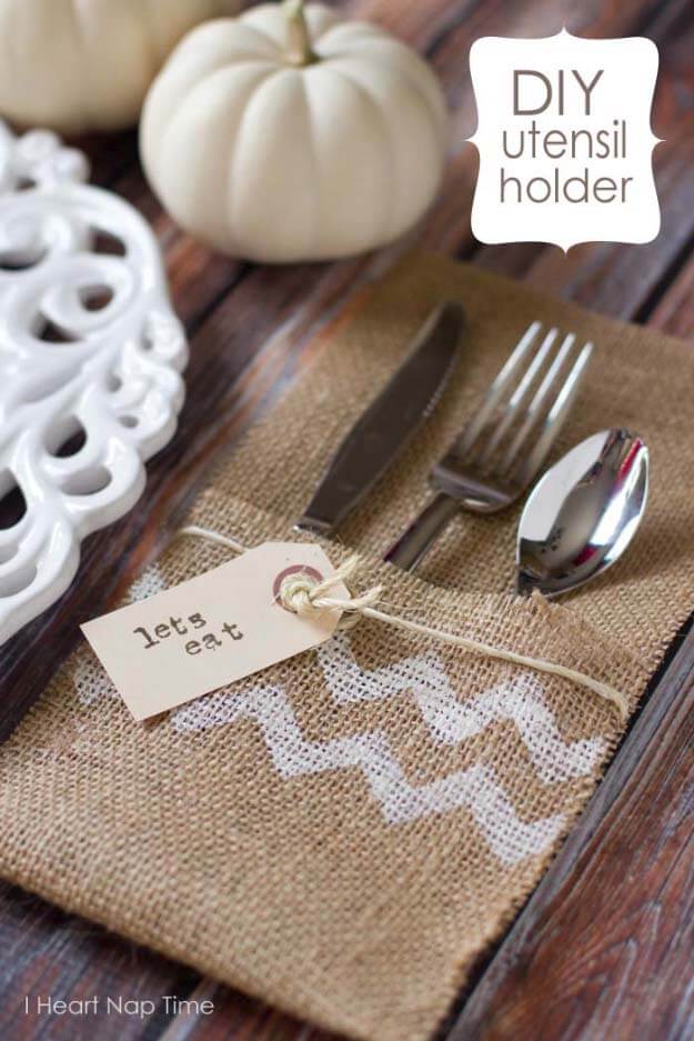 Bon Appetit Burlap Utensil Holder