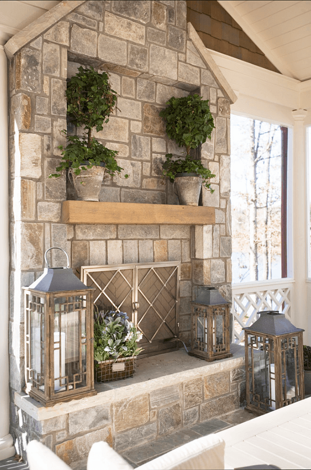 Stone Fireplace with Above-Mantle Inset