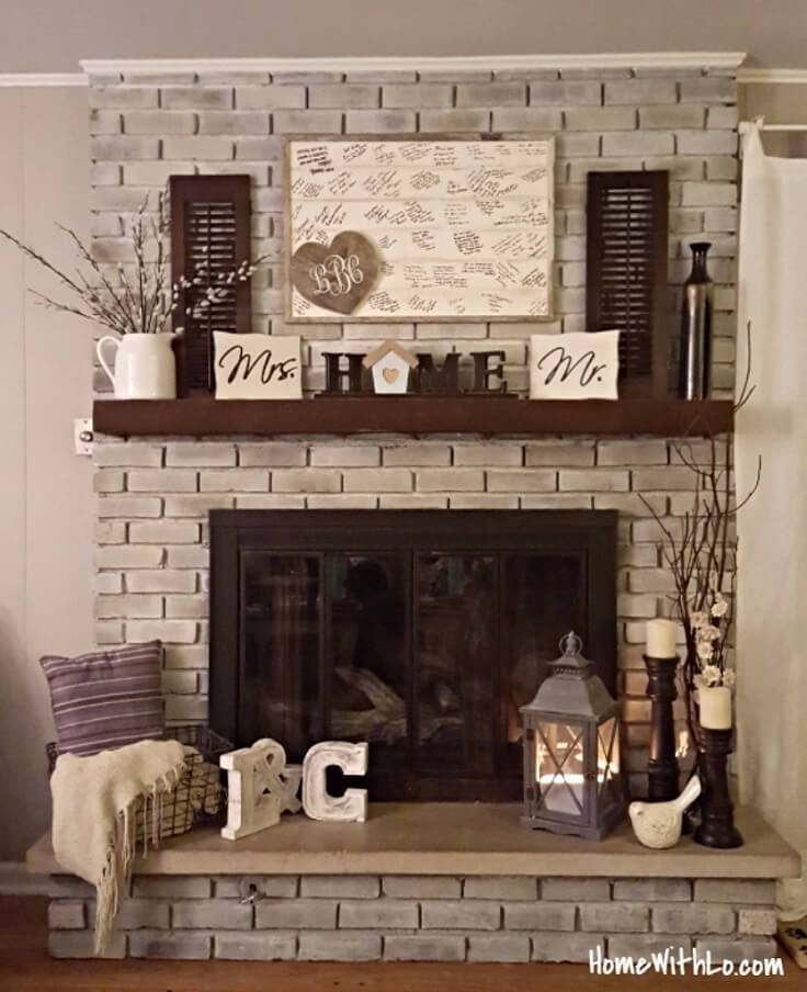 Neutral Theme and Dark Mantle Update Ranch Fireplace