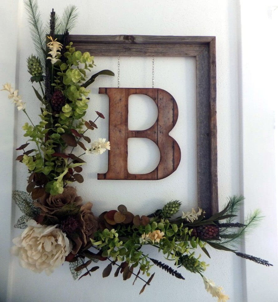 Rustic Floral Framed Monogram