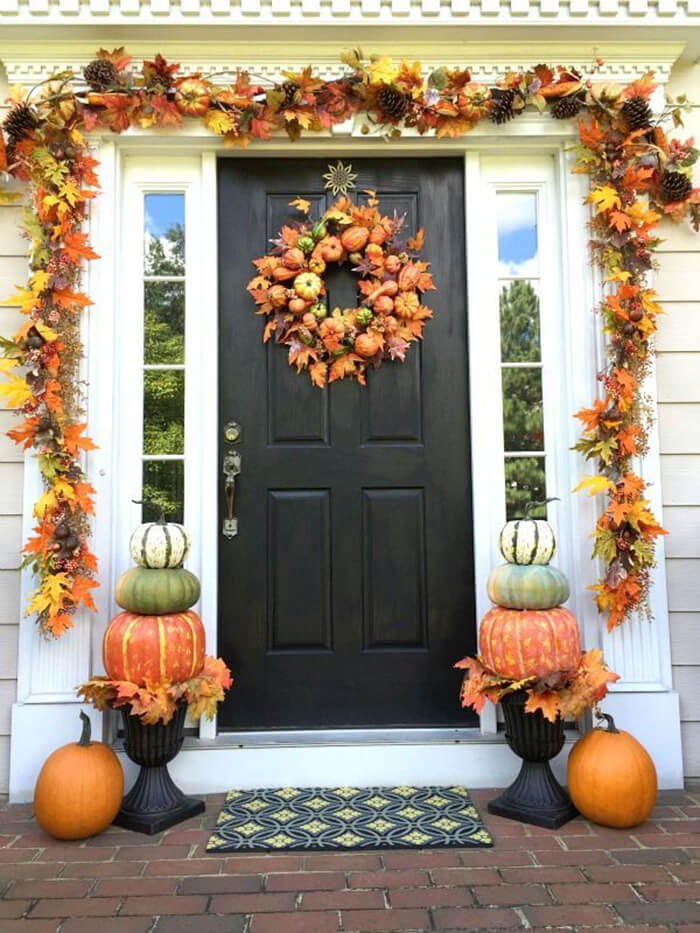 Pumpkins and Leaves Garland and Wreath