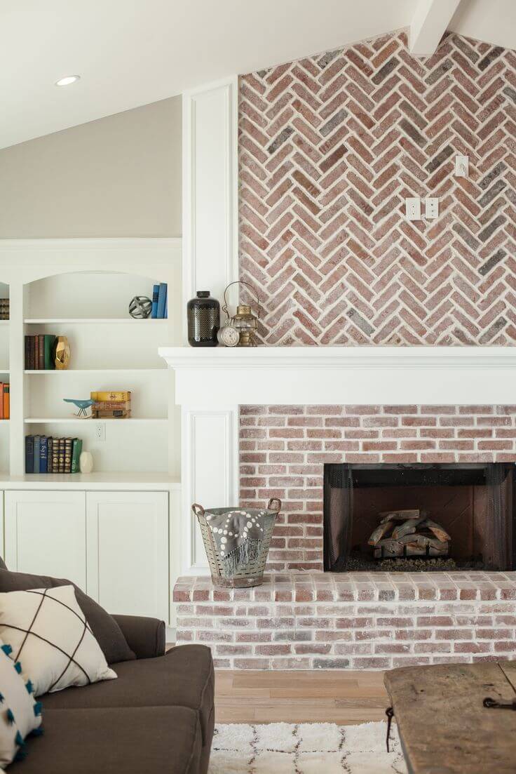 Red Brick Texture Makes Fireplace Stand Out