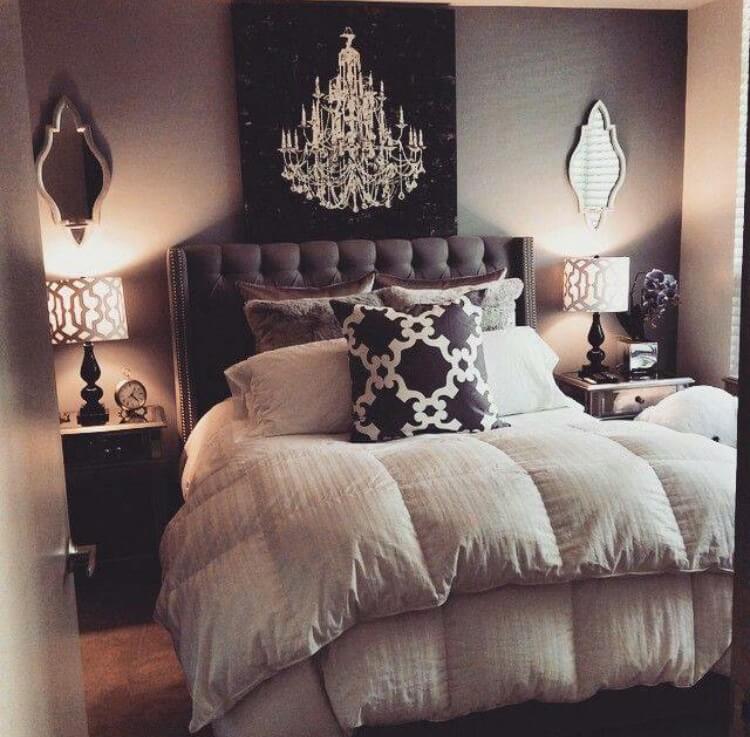 Plush Bed Decorations Enhance this Warm Grey Bedroom Ideas