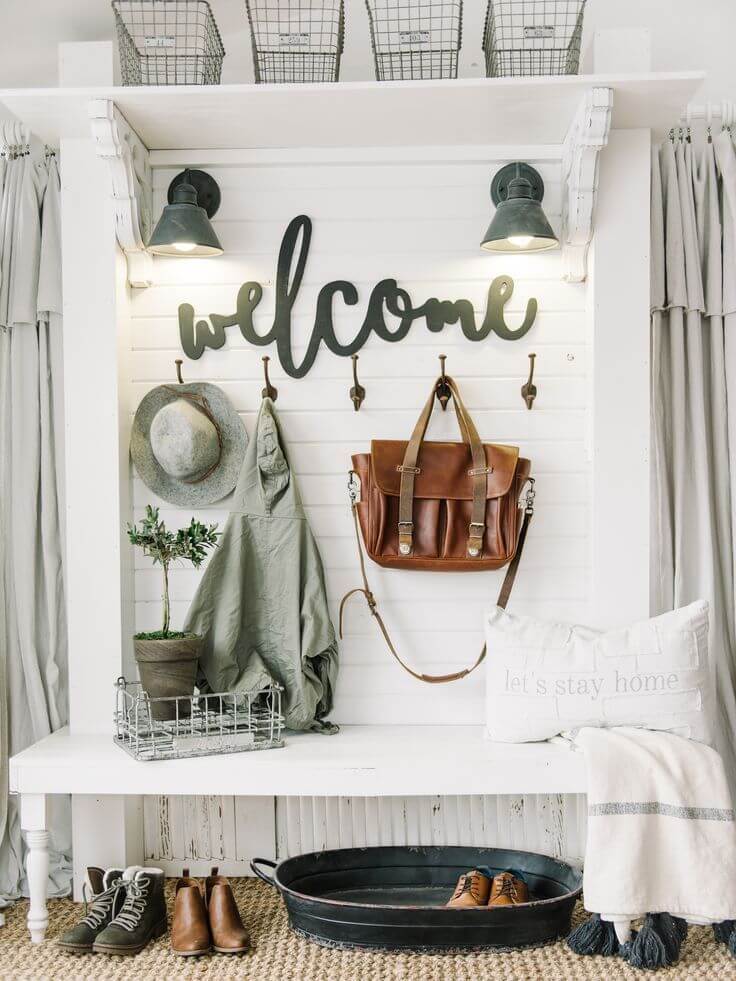 Fun and Functional White Washed Mud Room