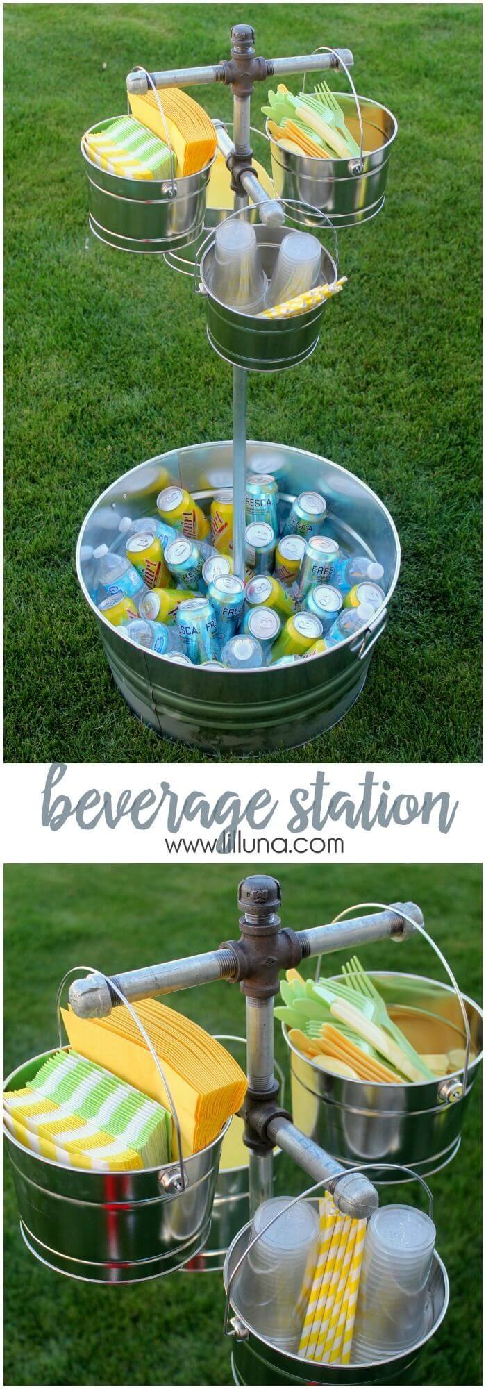 Easy Outdoor Cooler with Bucket and Ice