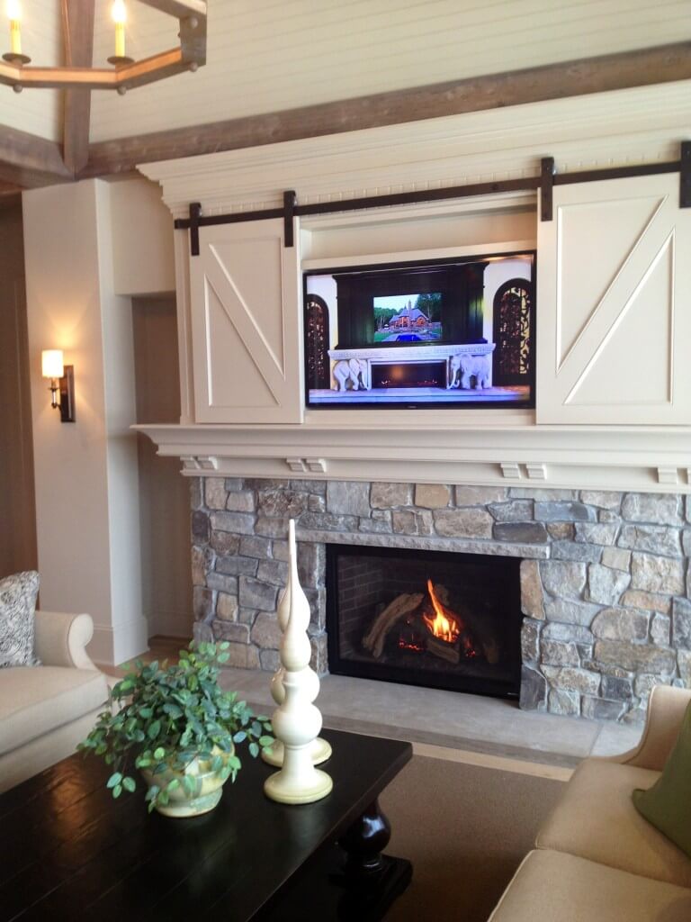 Fitted Field Stone Topped with Barn Doors