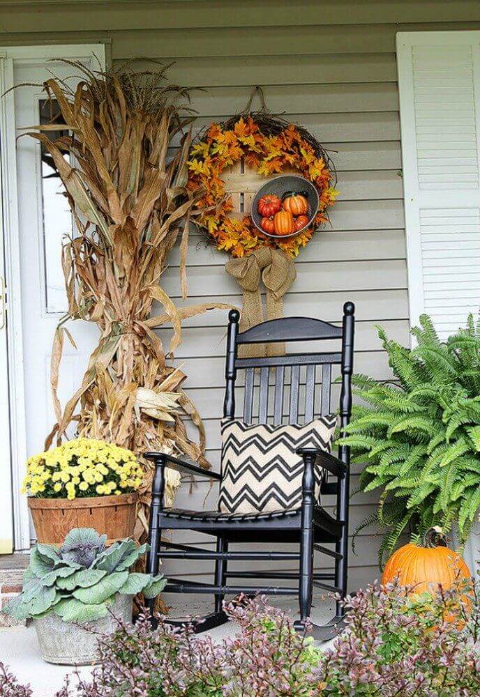 Pumpkins and Leaves Fall Wreath