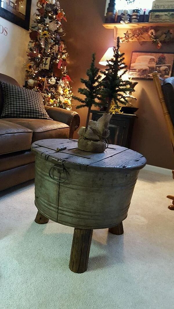 Bucket with Feet Makes Unique Table Base