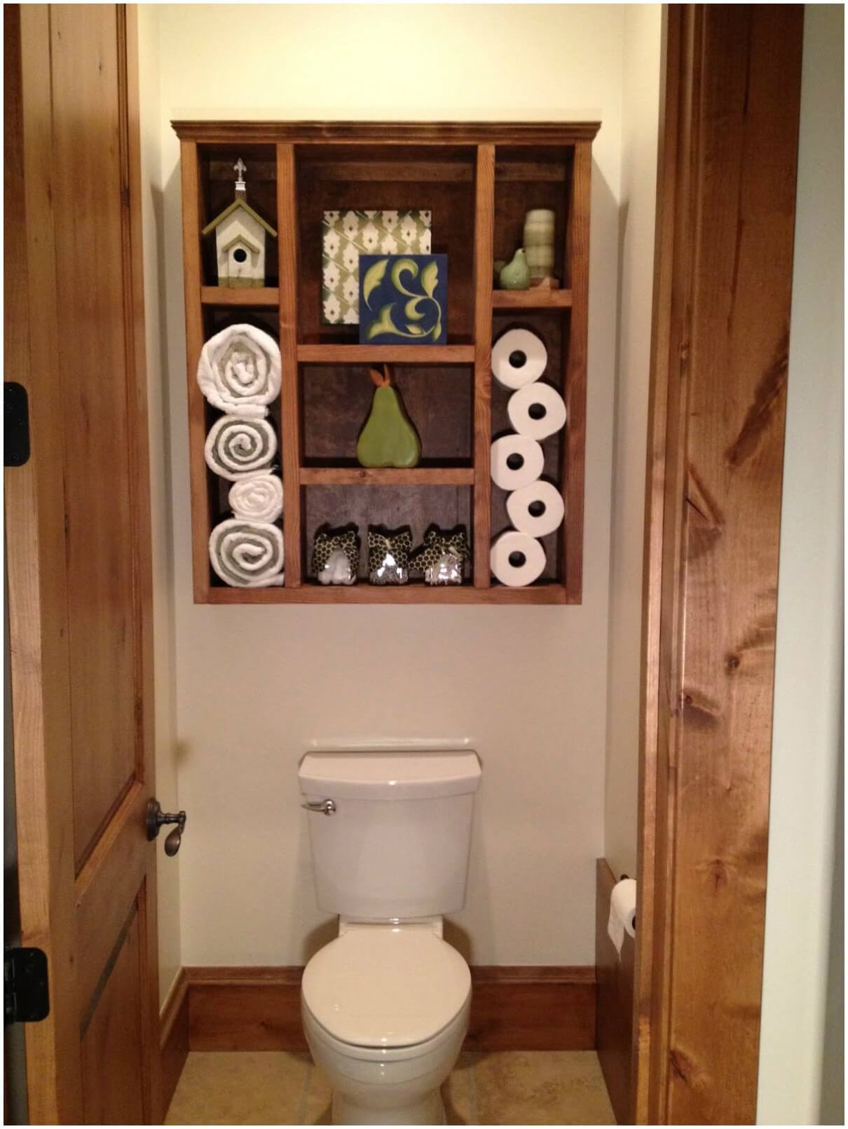 Wood Shadow Box Bathroom Organizer