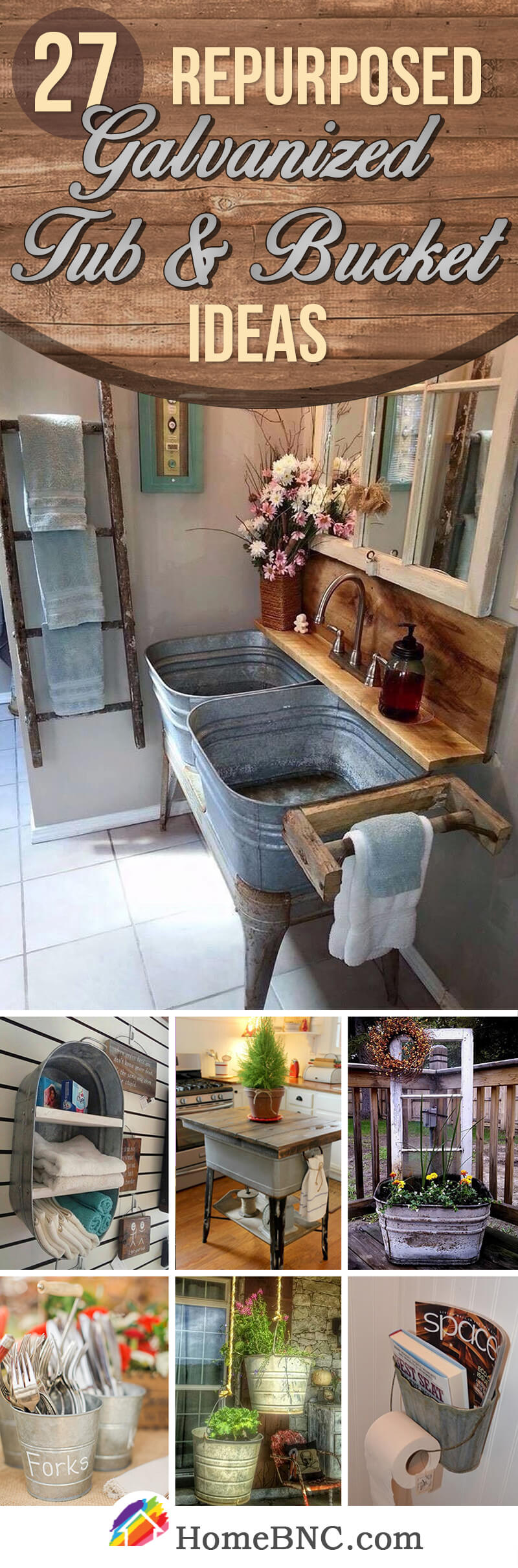 Reused and Repurposed Galvanized Tub and Bucket Decor Ideas